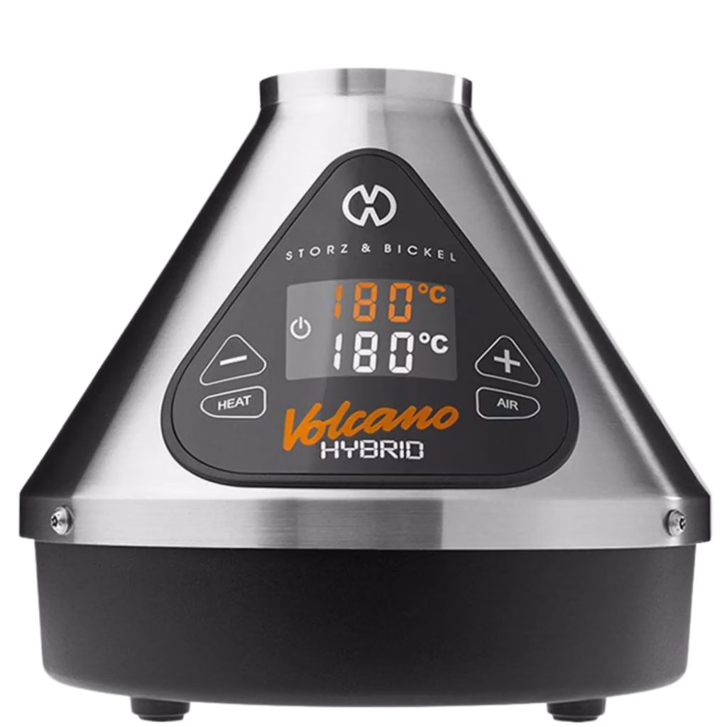 Front view of the Volcano Medic 2 vaporiser by Storz & Bickel, showing the digital touchscreen display and iconic cone-shaped design