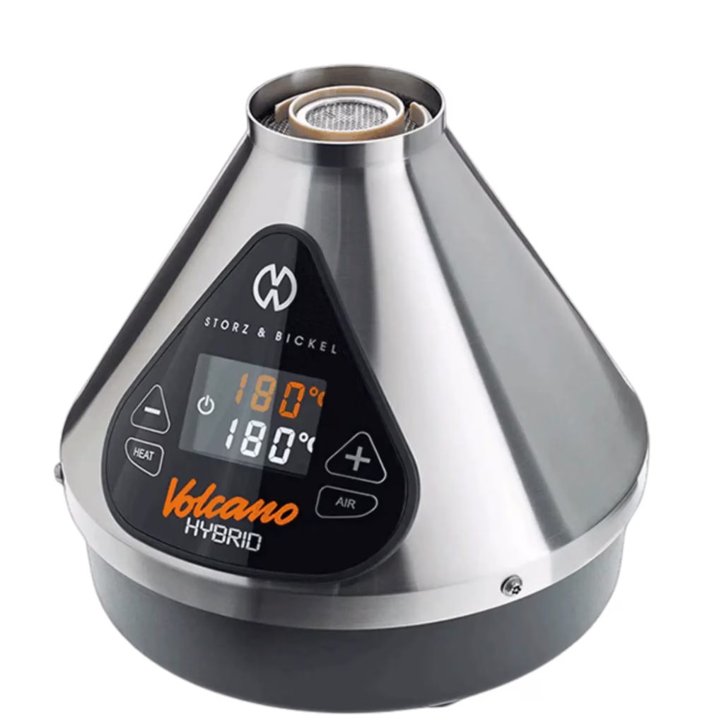 Side view of the Volcano Medic 2 vaporiser highlighting the sleek stainless steel build and ergonomic design