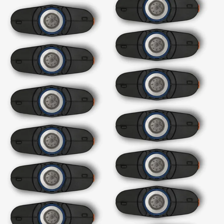 Repeated pattern of Storz & Bickel Mighty vaporisers viewed from above, showing oven.