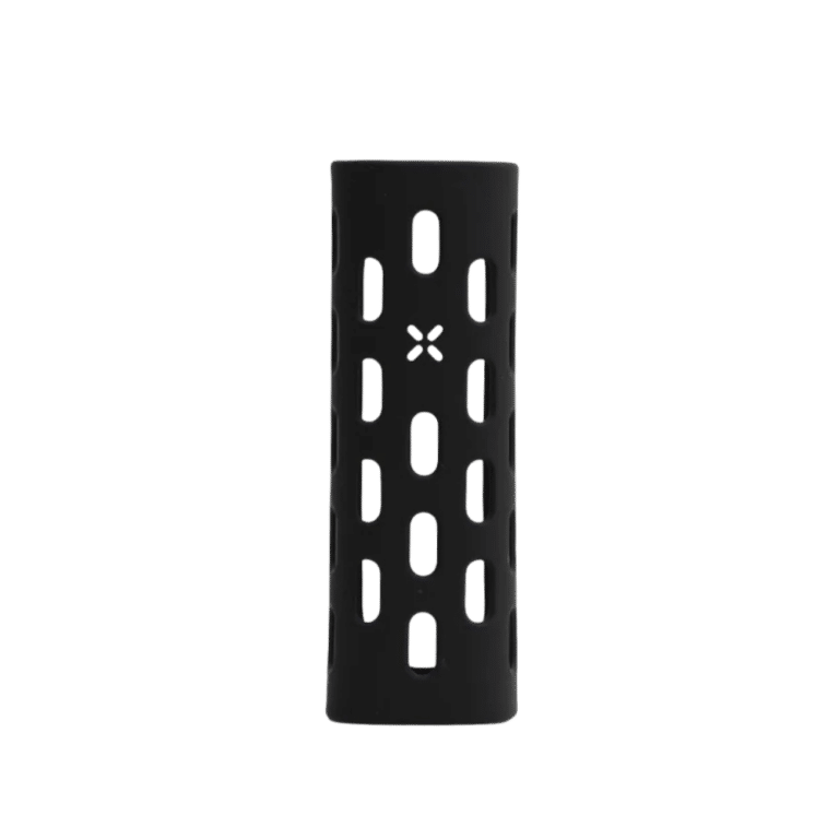 PAX Flow grip sleeve in matte black with oval cutout pattern, front view