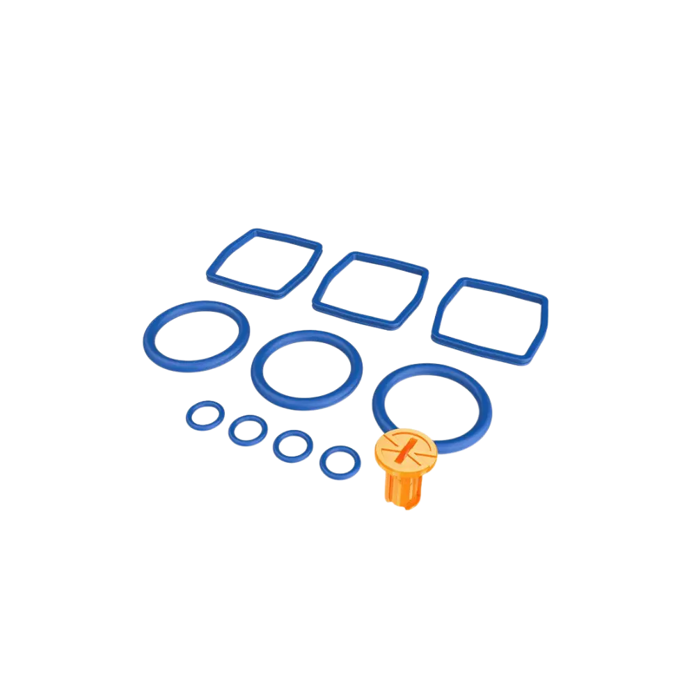 The same Veazy Seal Ring Set components photographed from the side, showing the thickness and profile of each silicone ring.